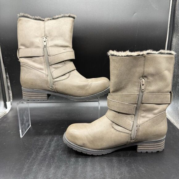 Mossimo Faux Fur Lines Heeled Boots Womens Size 8.5 - Picture 2 of 6